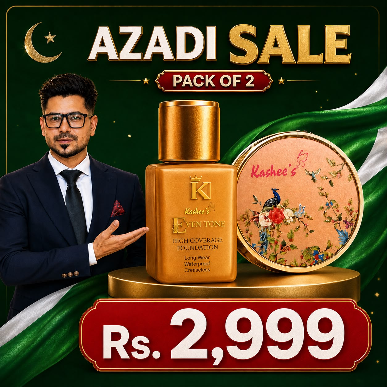 Kashee's Deal Foundation+Compact Powder For All Skin Type