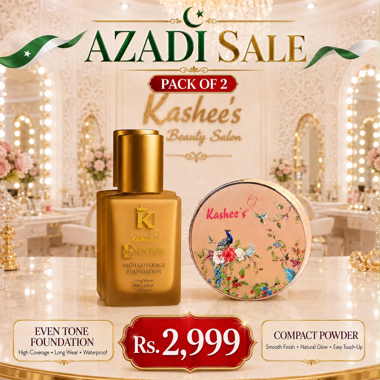 Kashee's Deal Foundation+Compact Powder For All Skin Type